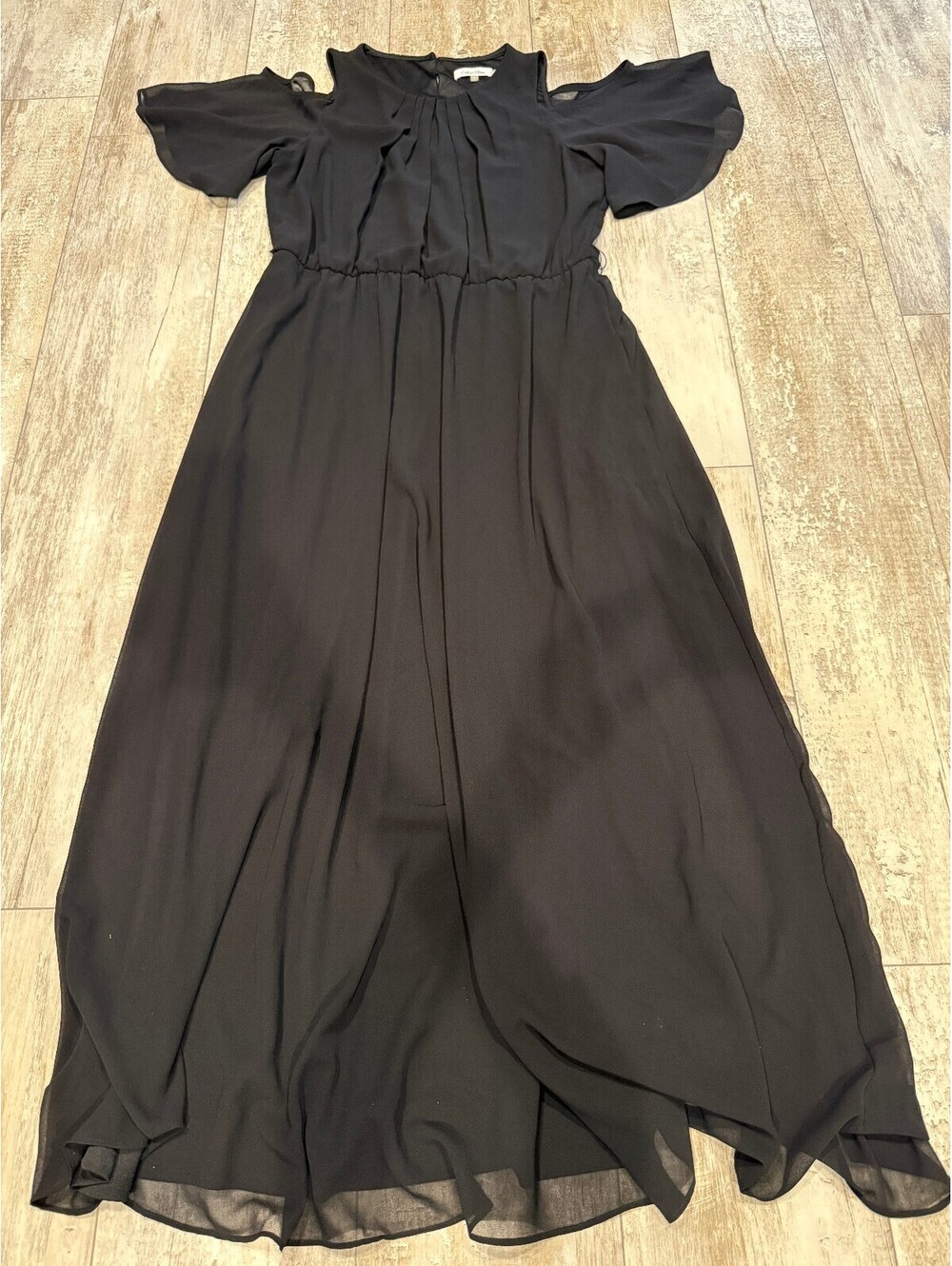 Calvin Klein Womens 14 Black Cold Shoulder Maxi Dress Formal